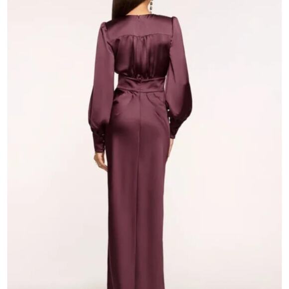 RAMY BROOK Madalane Dress Size 00 Cabernet Maroon $695 Deep V Long Sleeve - Picture 2 of 6